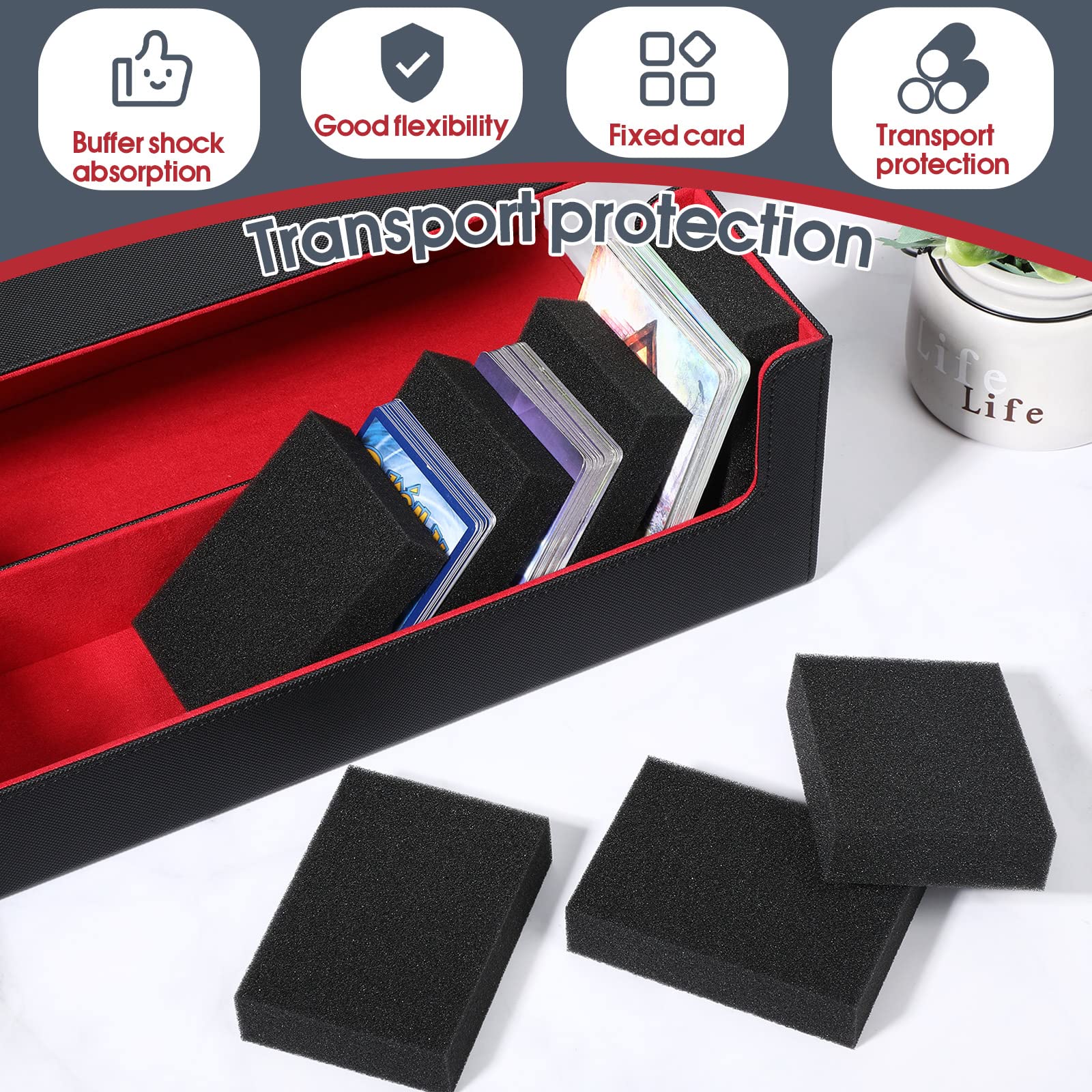 Card Dividers for Storage Boxes Trading Box Dividers Multifunction Card Sponge Shock Absorbing Sponge Suitable for Almost All Boxes to Fill Extra Space for Card Security, Black (20 Pcs)