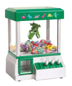 kovot mini arcade claw grabber machine - candy machine for kids- retro carnival music - best birthday gift game. use gumballs, toys, or small prizes - includes 4 small dinosaur toys