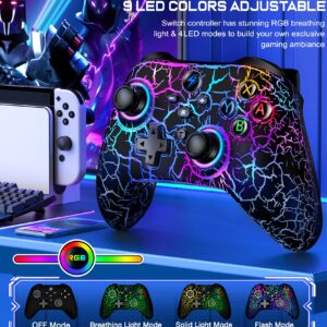 Svetaecho Wireless Switch Controller for Nintendo Switch Controller/Lite/OLED-LED Wired Windows PC Game Joysticks-Wireless PC IOS Android Remote with Cool RGB/Programmable Nintendo Switch Accessories