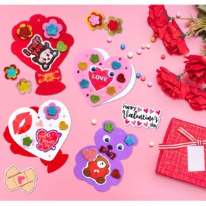 Uranus&No.1 Valentines Day Foam Crafts Set, Heart Bear Bouquet Arts and Crafts Kits for Kids, DIY Craft for Preschool Classroom Activity, Ideal Gifts for Boy/Girl or Wedding Anniversary