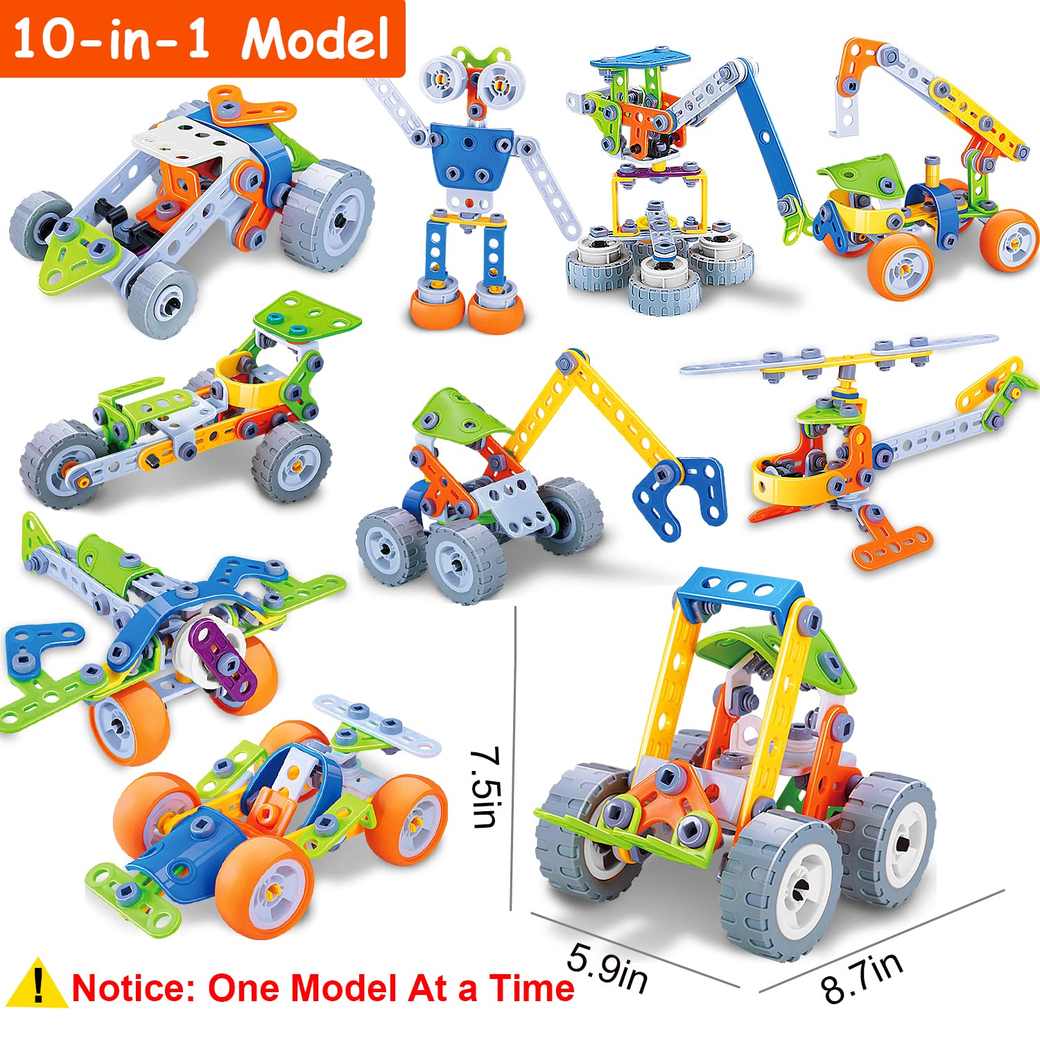 10 in 1 STEM Toys for 4 5 6 7 8+ Year Old Boy Girl Birthday Gifts Building Toys for Kids Ages 4-8 5-7 6-8 Educational Stem Activities for Boys 4-6 4-7 Construction Creative Games Christmas Idea Gift