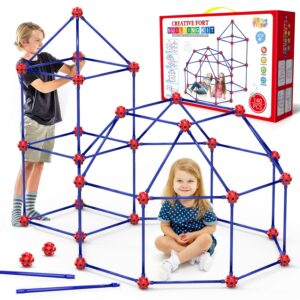 fort building kit for kids,stem construction toys, educational gift for 4 5 6 7 8 9 10 11 12 years old boys and girls,ultimate creative set for indoor & outdoors activity,140 pcs,original