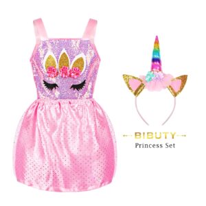 BIBUTY Kids Princess Dress Up Clothes for Little Girls, Pretend Play & Dress Up Princess Costume Set with Princess Dresses Crown for Little Girls, Princess Toys Gifts for 3-6 Toddler Little Girls