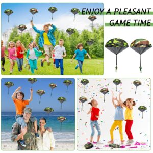 60 Pcs Army Camo Parachute Toys Hand Throwing Camo Parachute Men Toy Plastic Soldiers Army Toy Parachute Army Action Figures Hand Throw Outdoor Flying Gifts for Boys Girls Outdoor Party Game, 2 Styles