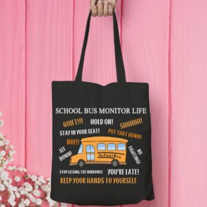 VAMSII Bus Monitor Tote Bag Bus Driver Appreciation Gifts Bus Monitor Life Shoulder Bag Grocery Bag (HANDS TO yourself Tote)