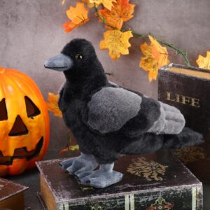 Aoriher 12 Inch Crow Plush Stuffed Animal Soft Black Fluffy Plush Toy Realistic Bird Stuffed Animal for Home Decoration Pet Party Favors Animal Collection Supplies