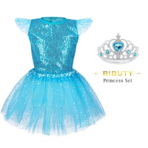 BIBUTY Kids Princess Dress Up Clothes for Little Girls, Pretend Play & Dress Up Princess Costume Set with Princess Dresses Crown for Little Girls, Princess Toys Gifts for 3-6 Toddler Little Girls