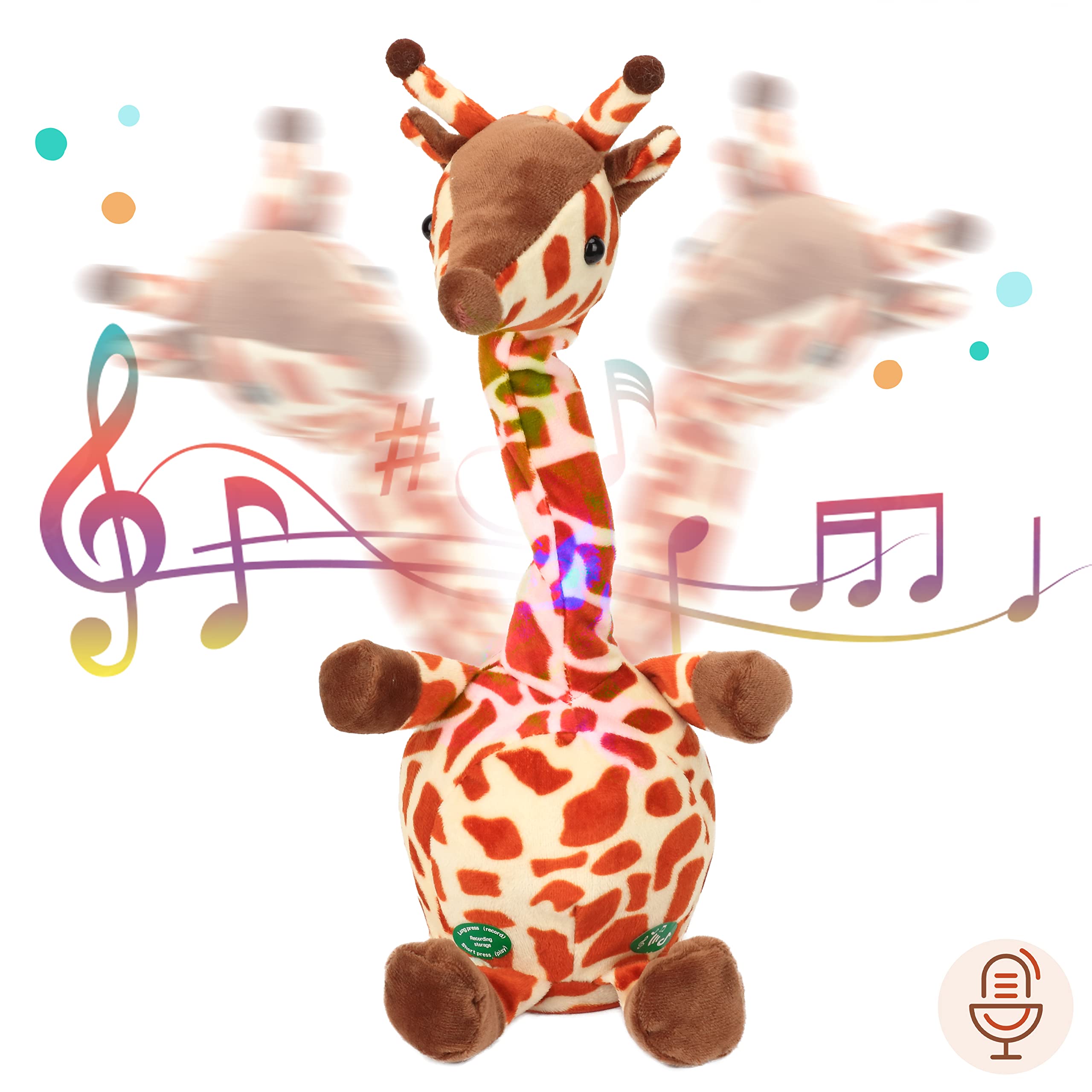 Easfan Dancing Singing Giraffe Repeat What You Say Talking Stuffed Animal Funny Interactive Electric Toy Mimicking Speaking Recording Musical Plush Gifts for Kids,14"