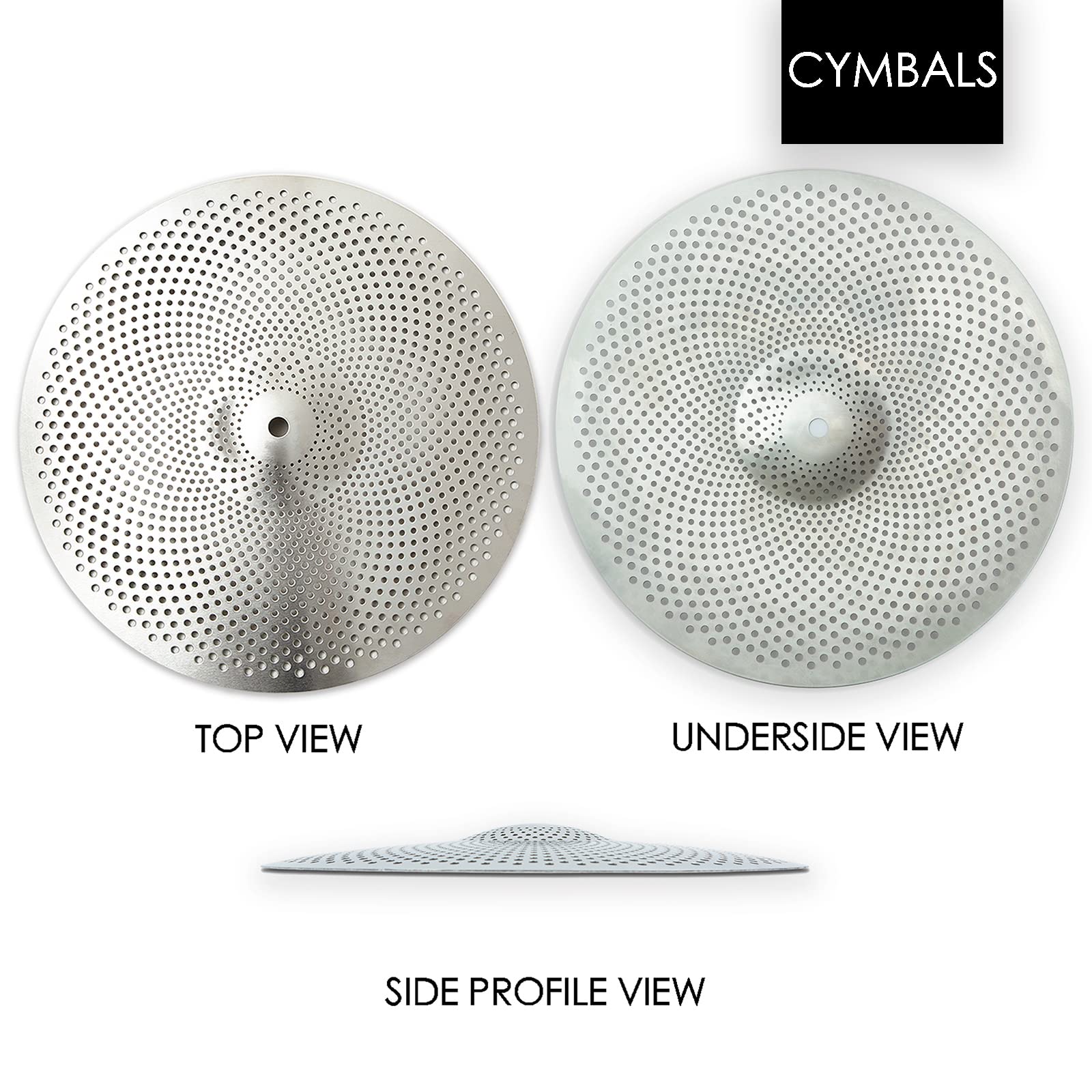 Low Volume 12" Splash Cymbal, 12 inches Practice Splash Cymbal, Quiet Splash Cymbal (12'', Silver)