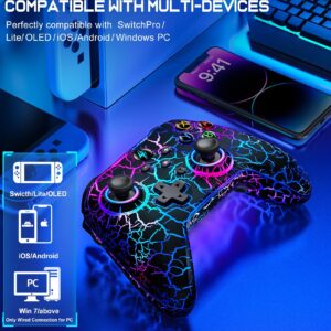 Svetaecho Wireless Switch Controller for Nintendo Switch Controller/Lite/OLED-LED Wired Windows PC Game Joysticks-Wireless PC IOS Android Remote with Cool RGB/Programmable Nintendo Switch Accessories