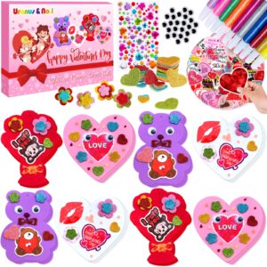 Uranus&No.1 Valentines Day Foam Crafts Set, Heart Bear Bouquet Arts and Crafts Kits for Kids, DIY Craft for Preschool Classroom Activity, Ideal Gifts for Boy/Girl or Wedding Anniversary