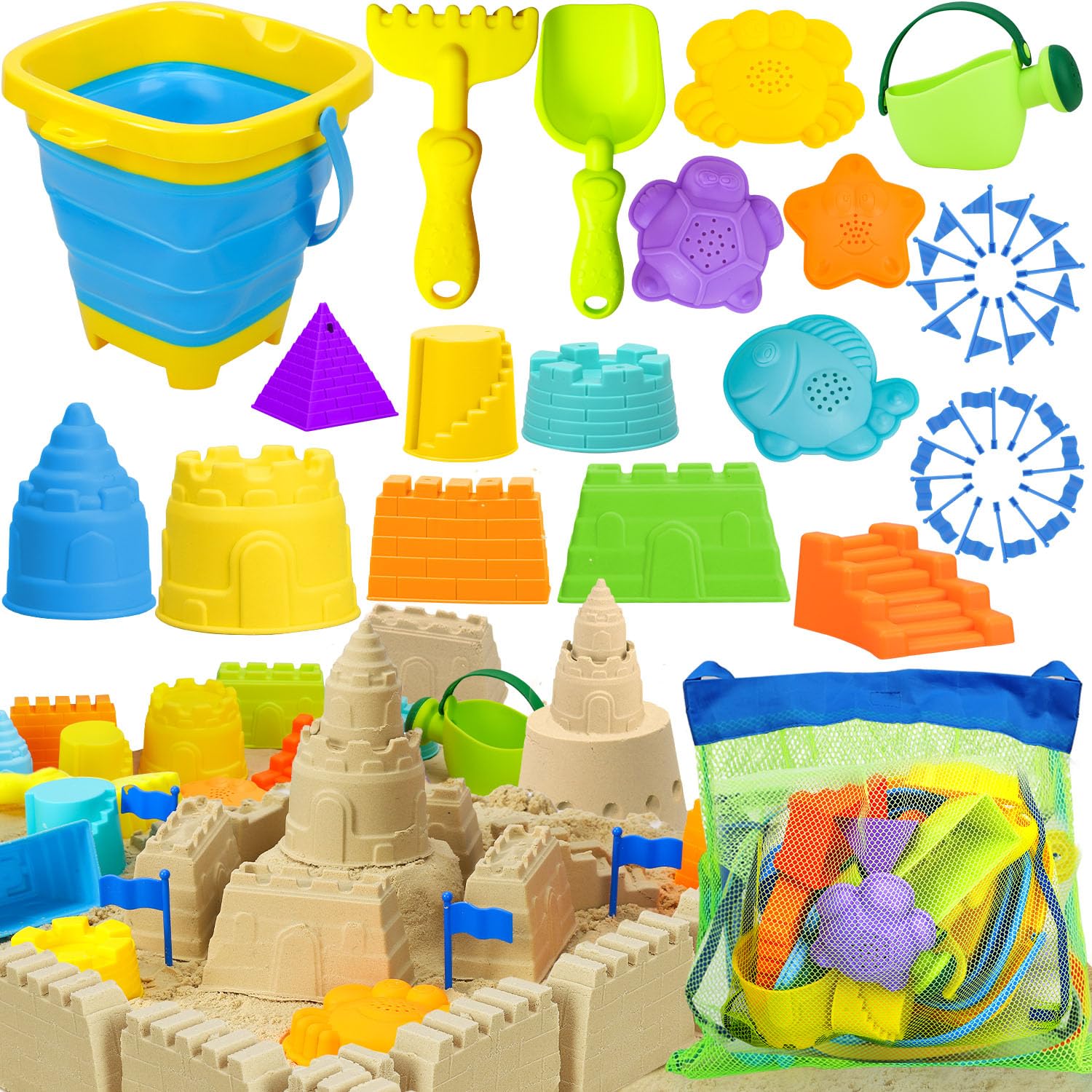 TOY Life Beach Toys for Kids Ages 4-8, Sand Toys for Toddlers 1-3, Beach Toys for Toddlers 1-3, Kids Beach Toys for Kids Ages 8-12, Sandbox Toys, Sand Castle Building Kit, Sand Toys for Kids Ages 4-8