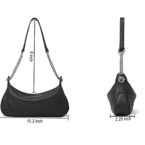 DORIS&JACKY Small Goatskin Leather Shoulder Bag With Metal Chain (1-Black)