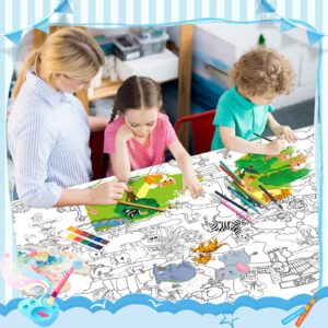 Set of 3 Jumbo Giant Coloring Poster, 45 x 32 Inch Large Table Wall Sheets with Zoo Animal, Ocean Creature, Dinosaur Theme Big Huge 16 Pages Fun Coloring Activities Kids Gift