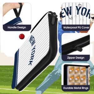 KivolFun Baseball Card Binder with Sleeves, 900 Pocket, White, New York, 3 Ring, for Collectible Cards, Gift