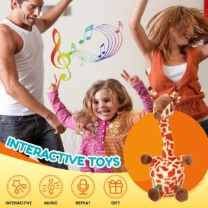 Easfan Dancing Singing Giraffe Repeat What You Say Talking Stuffed Animal Funny Interactive Electric Toy Mimicking Speaking Recording Musical Plush Gifts for Kids,14"