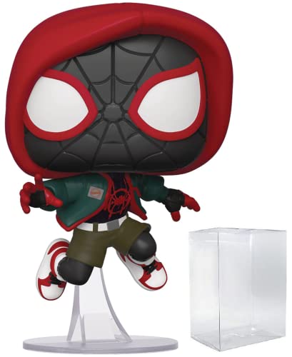 Spider-Man POP Marvel Into The Spiderverse - Casual Miles Morales (PX Previews Exclusive) Funko Vinyl Figure (Bundled with Compatible Pop Box Protector Case), Multicolor, 3.75 inches