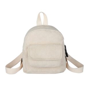 azuraokey women mini backpack corduroy backpack retro travel rucksack (white)