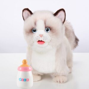 Electronic Interactive Cat Simulation Ragdoll Cat-Realistic Handmade Toy Cat with Walking, Barking, Wagging Tail & Talking-Like Real Robotic Present Pet Toy for Toddler Kids Girls Boys