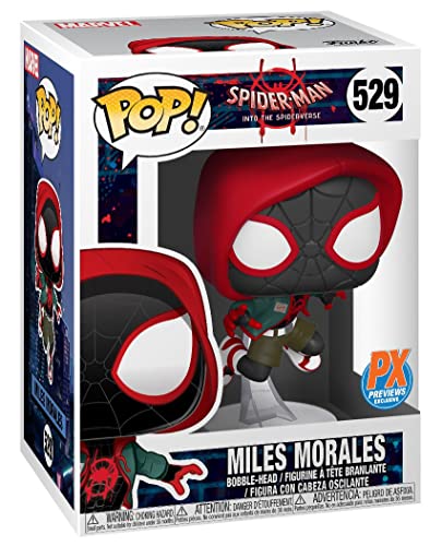 Spider-Man POP Marvel Into The Spiderverse - Casual Miles Morales (PX Previews Exclusive) Funko Vinyl Figure (Bundled with Compatible Pop Box Protector Case), Multicolor, 3.75 inches