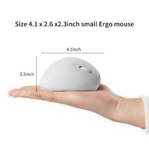 Ergonomic Wireless Vertical Mouse, Rechargeable 2.4G USB Portable Silent Optical Cordless Mouse with 6 Buttons 3 Adjustable DPI (800-1200-1600) for PC Desktop Laptop Notebook (White)