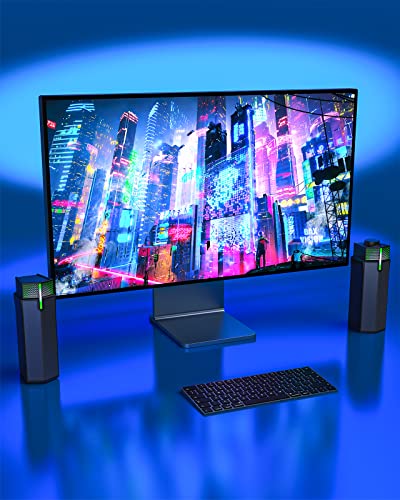 Jeecoo M20 Bluetooth Computer Speakers for PC Desktop Monitor, Gaming PC Sound Bar - Wired USB-Powered, Superb Stereo Sound, with LED Lighting - Combine/Separate to Customize Your Desk