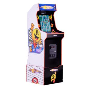 arcade1up- bandai namco legacy entertainment arcade game pac-mania edition, includes hardware, riser