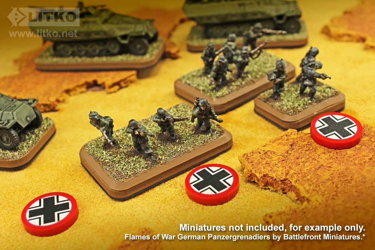 LITKO World War Two Miniature Wargames National Faction Token Game Pieces Compatible with Bolt Action (10) (German National Cross)