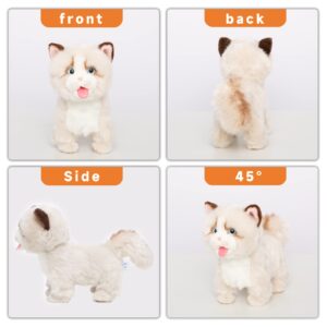 Electronic Interactive Cat Simulation Ragdoll Cat-Realistic Handmade Toy Cat with Walking, Barking, Wagging Tail & Talking-Like Real Robotic Present Pet Toy for Toddler Kids Girls Boys