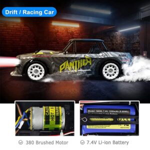 QIYHBVR 1/16 High Speed 4WD RC Rally Racing and Drift Car for Adults and Kids, 30KM/H On Road Remote Control Car RC Truck with 2 Batteries, 2.4Ghz RTR Vehicle RC Crawler with Lights