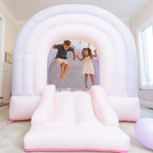 Bounceland Daydreamer Cotton Candy Bounce House, Pastel Bouncer with Slide, 8.9 ft L x 7.2 ft W x 6.7 ft H, UL Blower Included, Basketball Hoop, 30 Pastel Plastic Balls, Trendy Bouncer for Kids