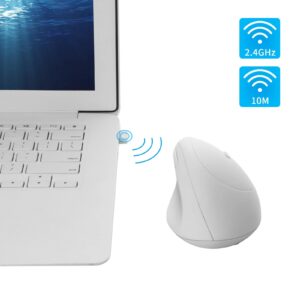 Ergonomic Wireless Vertical Mouse, Rechargeable 2.4G USB Portable Silent Optical Cordless Mouse with 6 Buttons 3 Adjustable DPI (800-1200-1600) for PC Desktop Laptop Notebook (White)