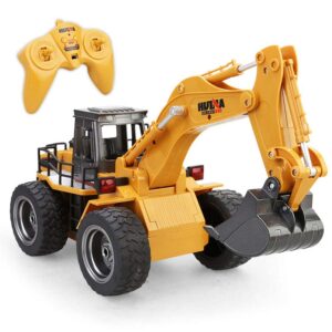 QIYHBVR 6-Channel Remote Control Digger,Toy Digger Remote Control Digger Excavator Toys,Engineering Sand Digger Construction Vehicle Toy RC Excavator Toy Cars for Kids