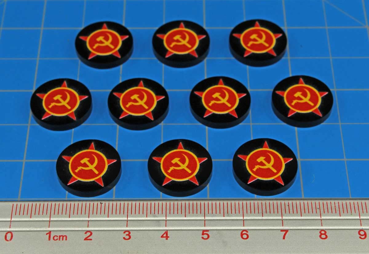 LITKO World War Two Miniature Wargames National Faction Token Game Pieces Compatible with Bolt Action (10) (Soviet Union Communist)