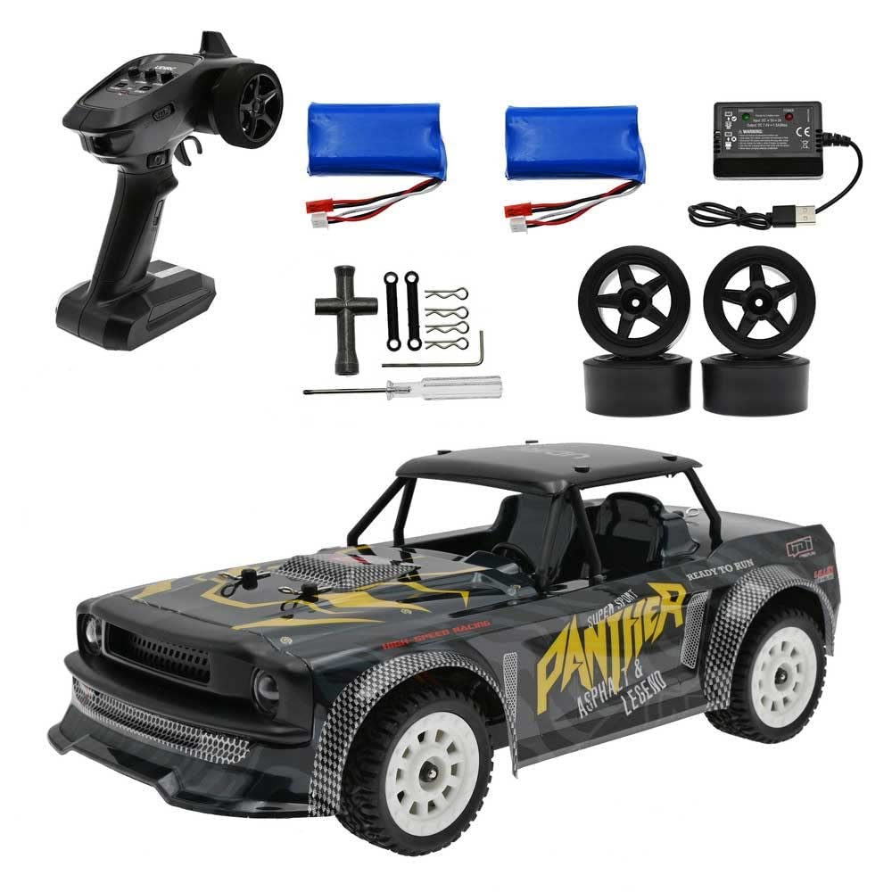 QIYHBVR 1/16 High Speed 4WD RC Rally Racing and Drift Car for Adults and Kids, 30KM/H On Road Remote Control Car RC Truck with 2 Batteries, 2.4Ghz RTR Vehicle RC Crawler with Lights