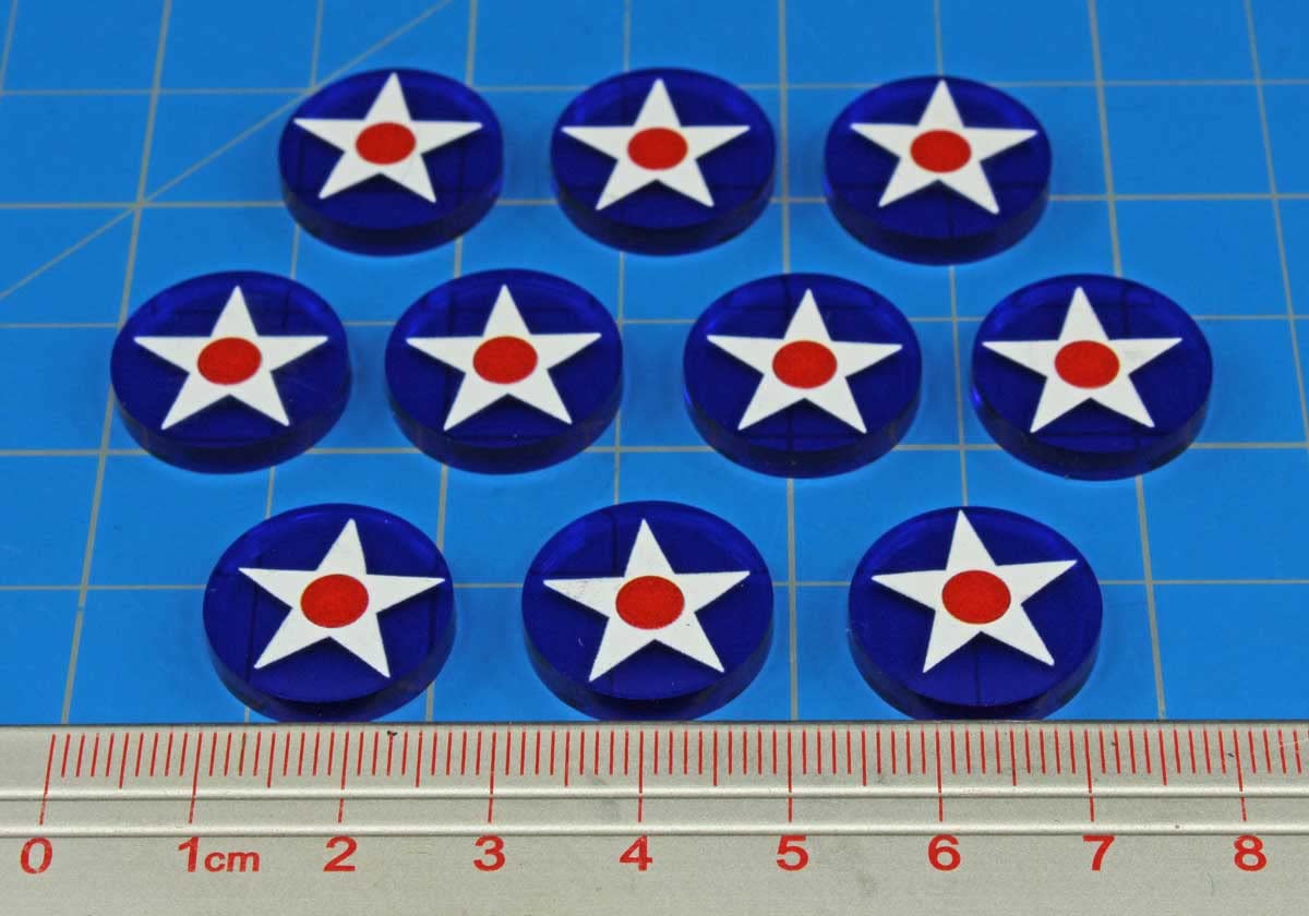 LITKO World War Two Miniature Wargames National Faction Token Game Pieces Compatible with Bolt Action (10) (Pacific Theater American Pre-War Roundel)