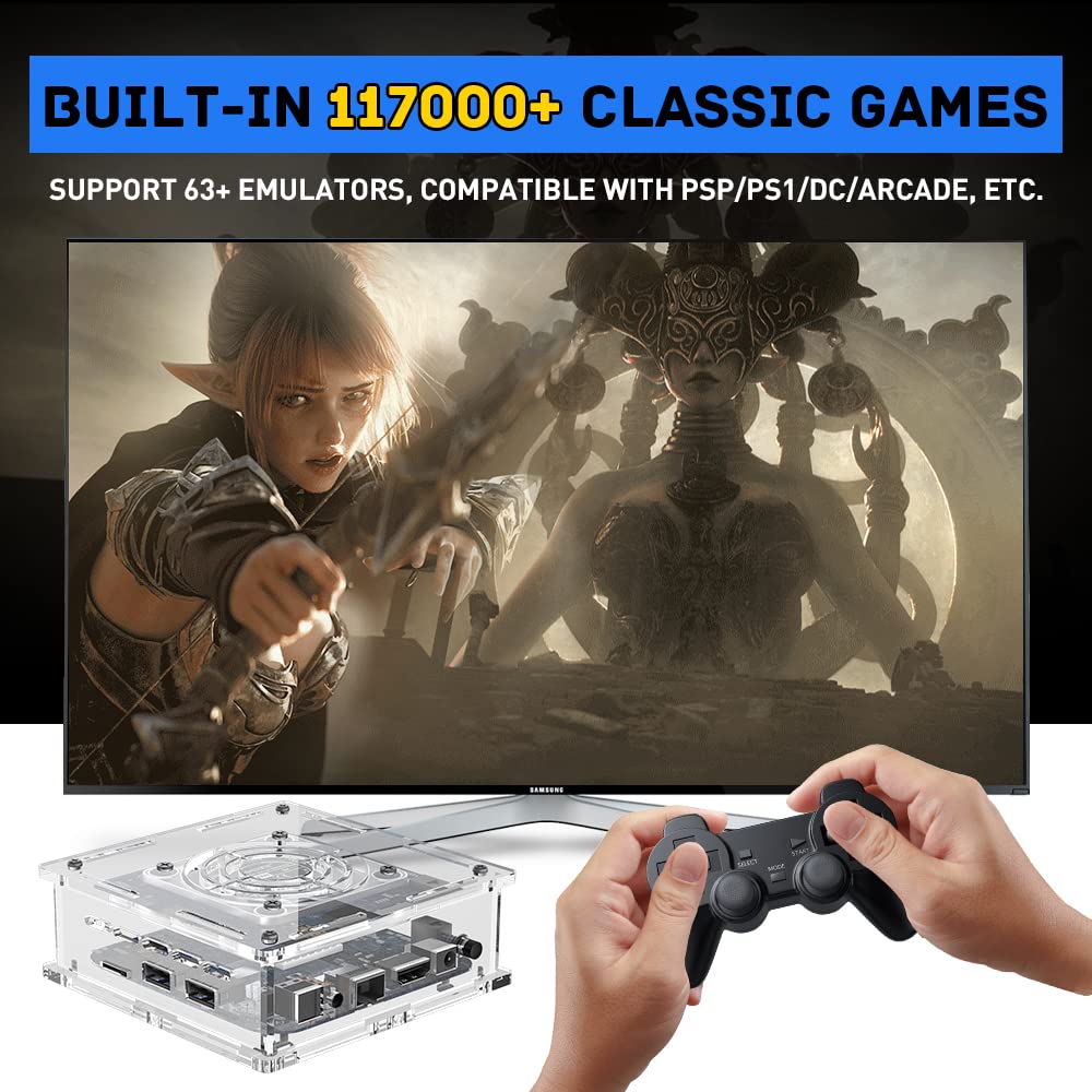 Kinhank Super Console X PRO Plus, Retro Game Console 256GB Built-in 117,000+ Games, Video Game Console Systems for 4K TV HD/AV Output, 2 Wireless Controllers (256)