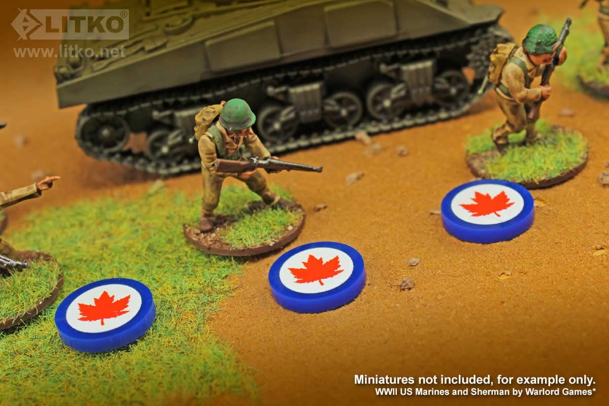 LITKO World War Two Miniature Wargames National Faction Token Game Pieces Compatible with Bolt Action (10) (Royal Canadian Air Force)