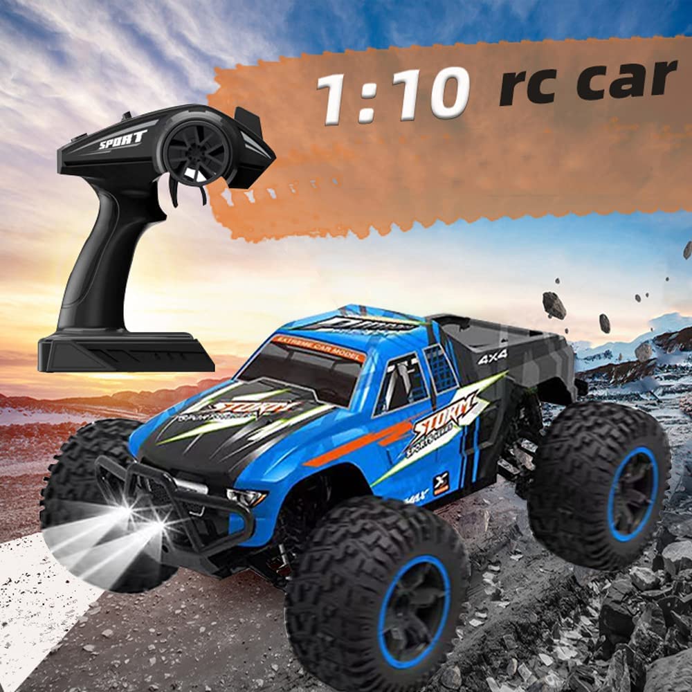 QIYHBVR Remote Control Car for Boys,1:10 Scale Fast RC Cars All Terrain,High Speed 55km/h Rock Crawler RC Truck 4x4 Off Road Vehicle 2.4 GHz Control Birthday Xmas Gift for Kids Adults