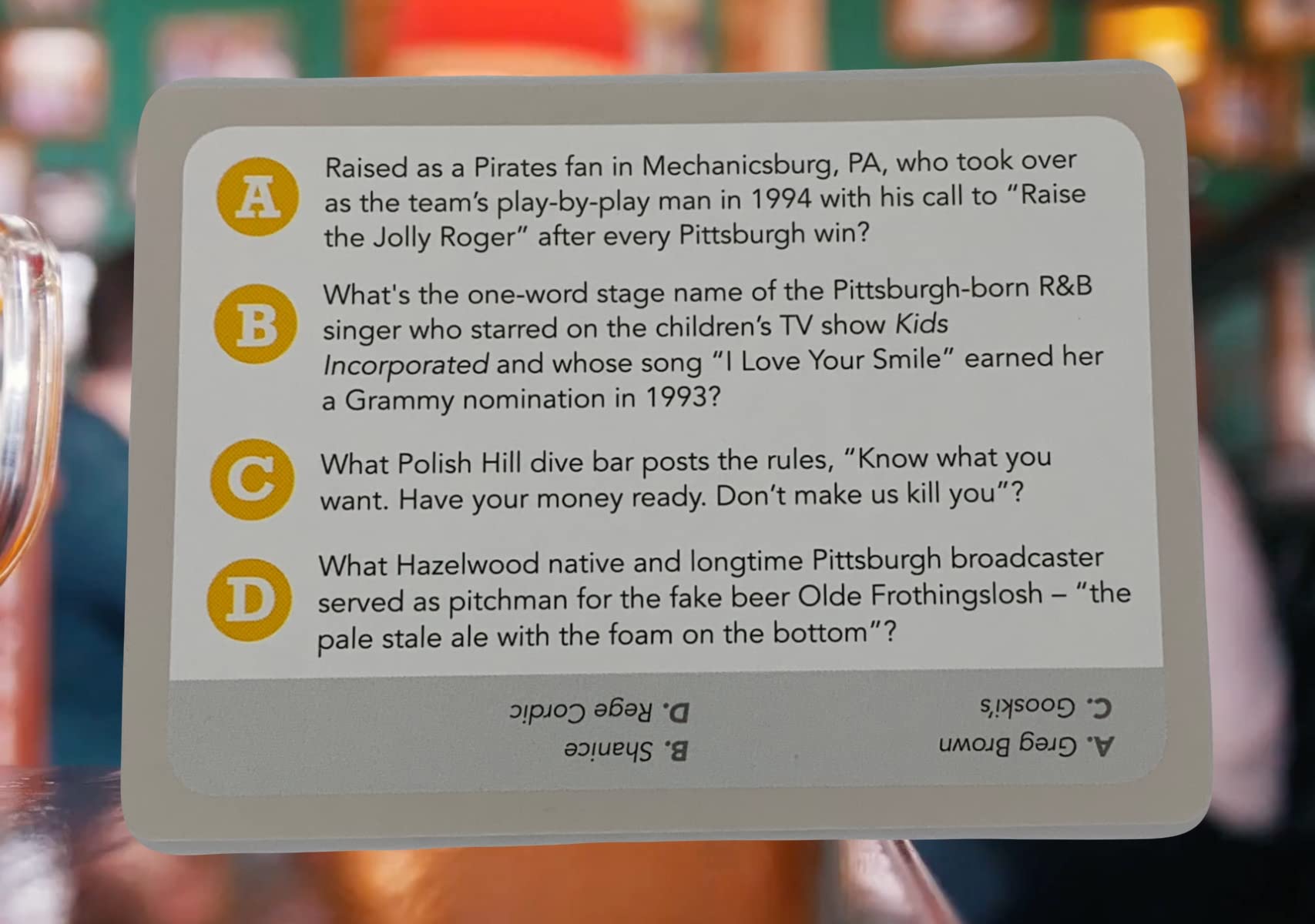 You Gotta Know Pittsburgh Hometown - Trivia Game