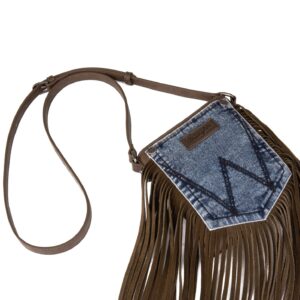 Wrangler Small Crossbody Purse for Women Hobo Western Crossover Leather Fringe Purse