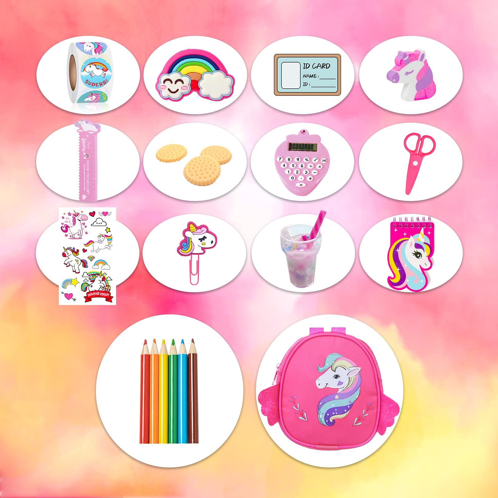 ZQDOLL 23 Pcs American Doll Clothes and Accessories School Supplies Playset for 18 Inch Doll Including Girl Doll Clothes, Bags, Student Cards, Sticker, Pencils, Calculator, Scissors, Notebook