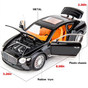 WAKAKAC Compatible for 1/24 Bentley Continental GT Model Car Alloy Diecast Toy Car Collectible Pull Back Toy Vehicles with Sound and Light Door Can Be Opened for Girls Boys Gift(Black)