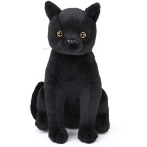 hydren 13 inch halloween black cat plush black cat stuffed animal realistic black cat stuffed toy soft kitten stuffed animal for halloween home decor animal collection pet party favors supplies