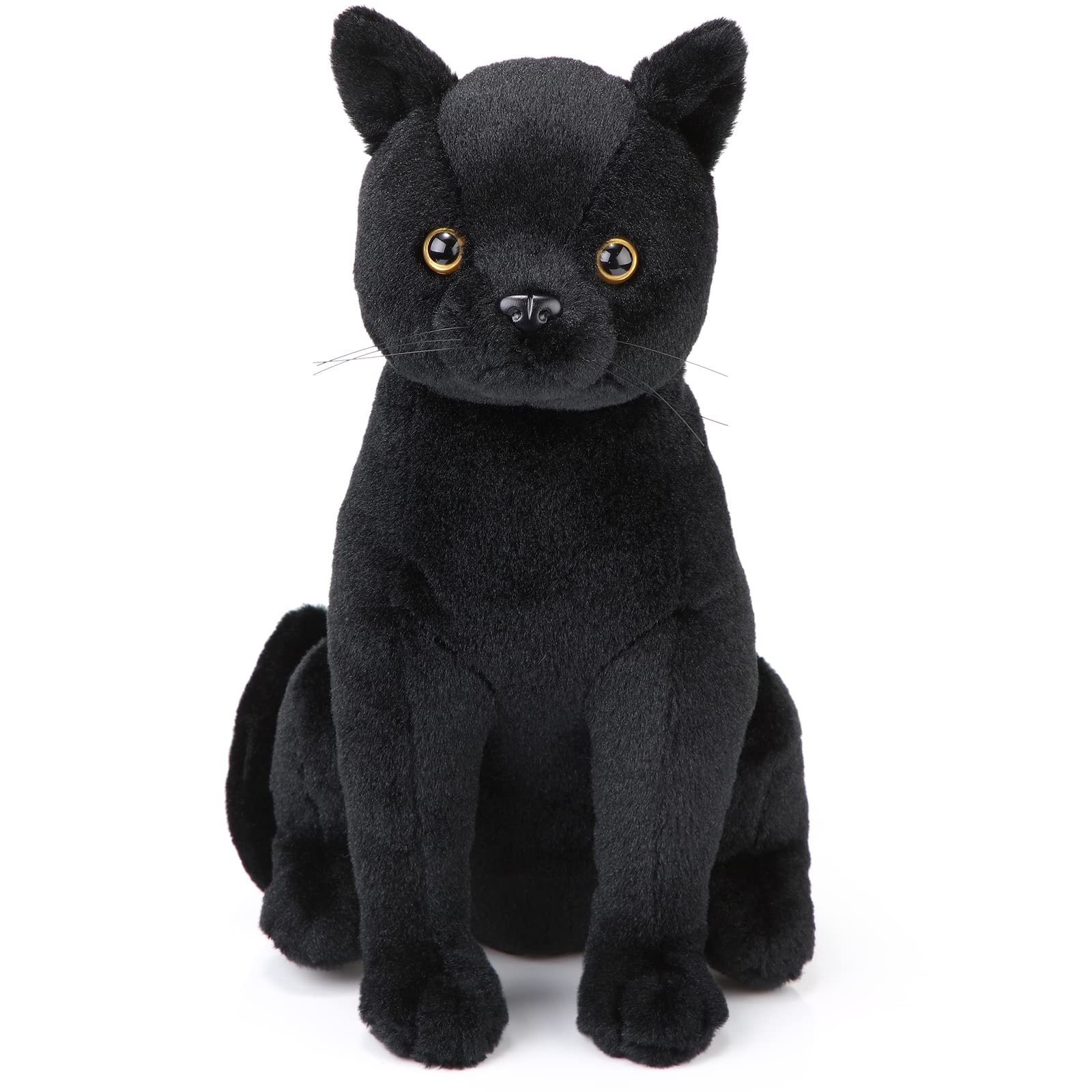 HyDren 13 Inch Halloween Black Cat Plush Black Cat Stuffed Animal Realistic Black Cat Stuffed Toy Soft Kitten Stuffed Animal for Halloween Home Decor Animal Collection Pet Party Favors Supplies