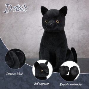 HyDren 13 Inch Halloween Black Cat Plush Black Cat Stuffed Animal Realistic Black Cat Stuffed Toy Soft Kitten Stuffed Animal for Halloween Home Decor Animal Collection Pet Party Favors Supplies