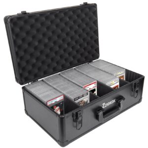 graded card storage box 200 bgs sgc psa graded card storage box, waterproof graded card display case with removable eva insert boards and padlock holes, aluminum card storage box(5 slots no card)