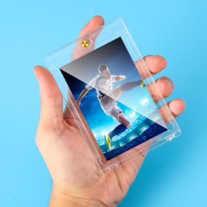 60 Pcs Magnetic Card Holder Set, Baseball Card Protectors Hard Plastic with Acrylic Display Stands, 35Pt Magnet Card Holder for Trading Cards Sports Game Card Display