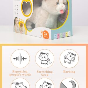 Electronic Interactive Cat Simulation Ragdoll Cat-Realistic Handmade Toy Cat with Walking, Barking, Wagging Tail & Talking-Like Real Robotic Present Pet Toy for Toddler Kids Girls Boys