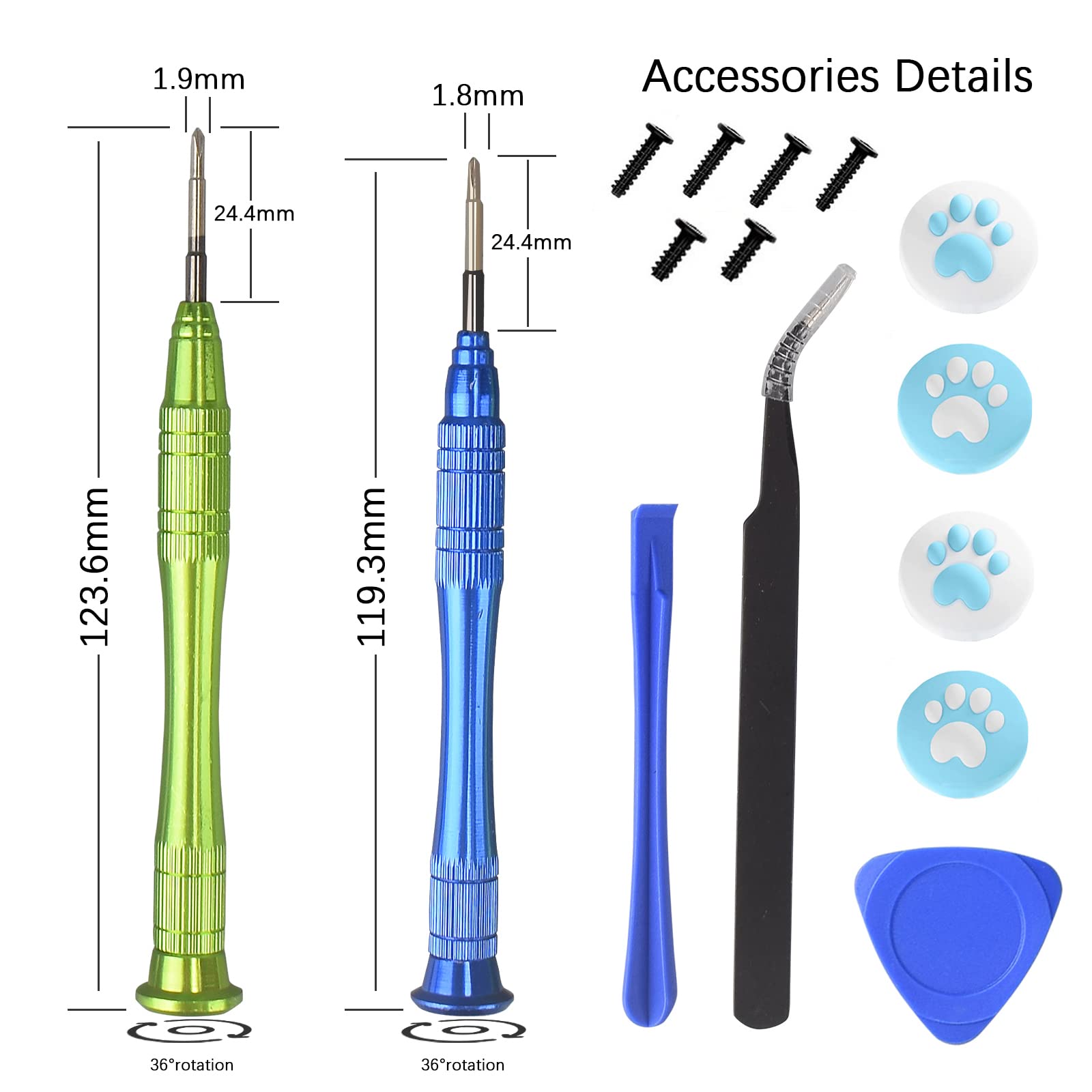 Joystick Replacement for Switch Lite,Repair Joystick Replacement Tool Kit for Switch lite and Nintendo Joycon Controller with Triwing Screwdriver,Thumb Grip Caps& Tweezers